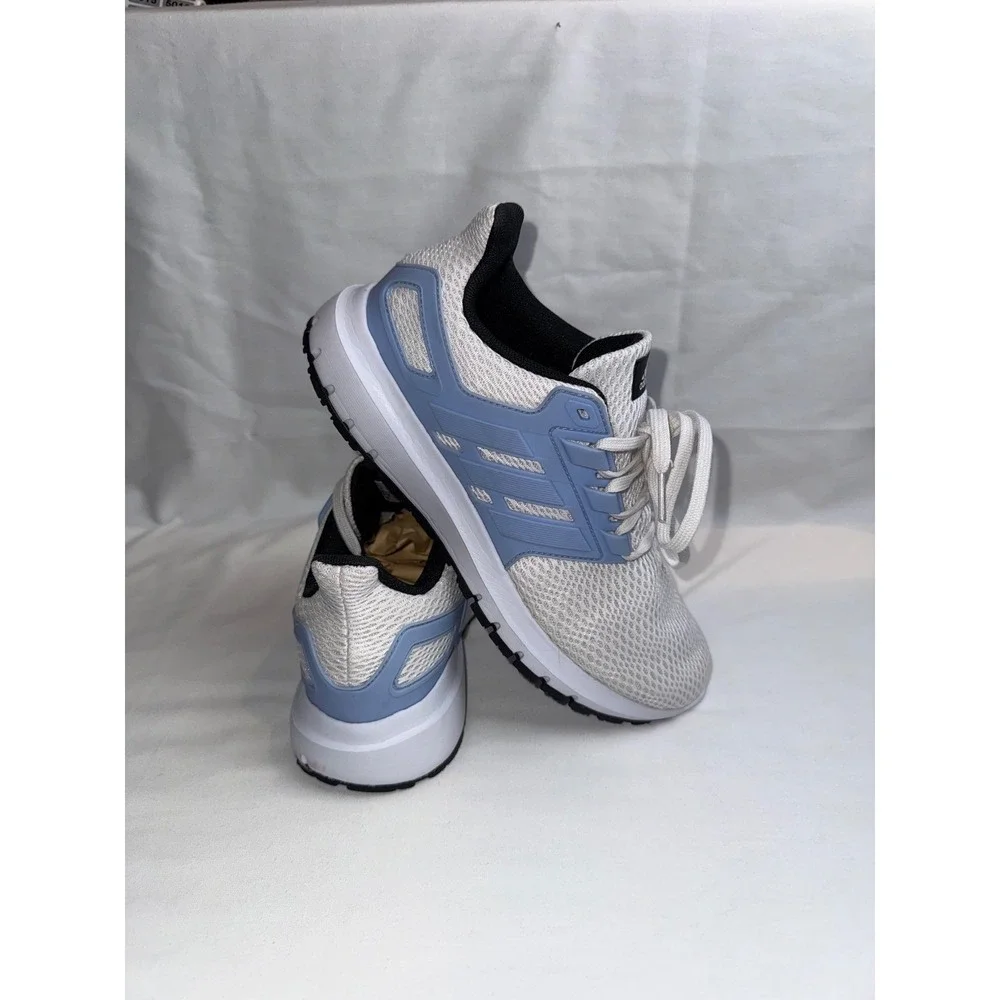 Adidas Womens Ultimashow running Shoes White Light‎ Blue Lace Up Athletic